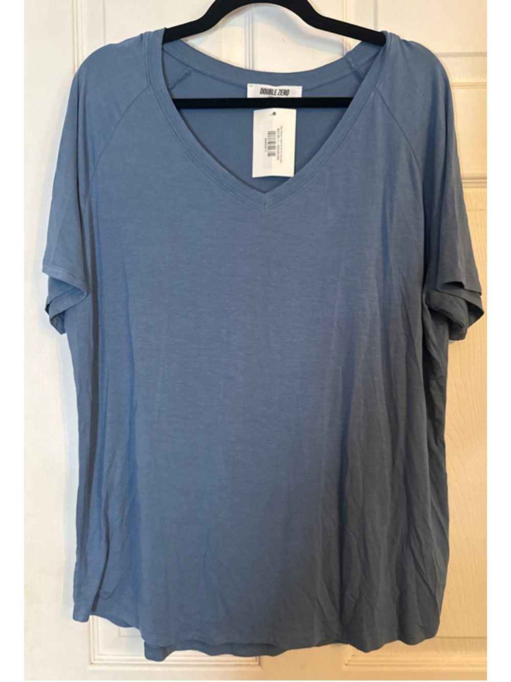 DOUBLE ZERO Blue Short Sleeve V-Neck Tee SUPER SOFT